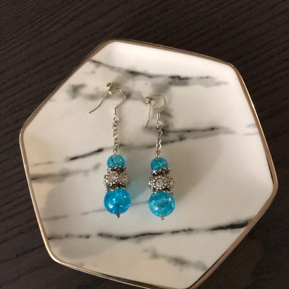 Silver and turquoise drop earrings